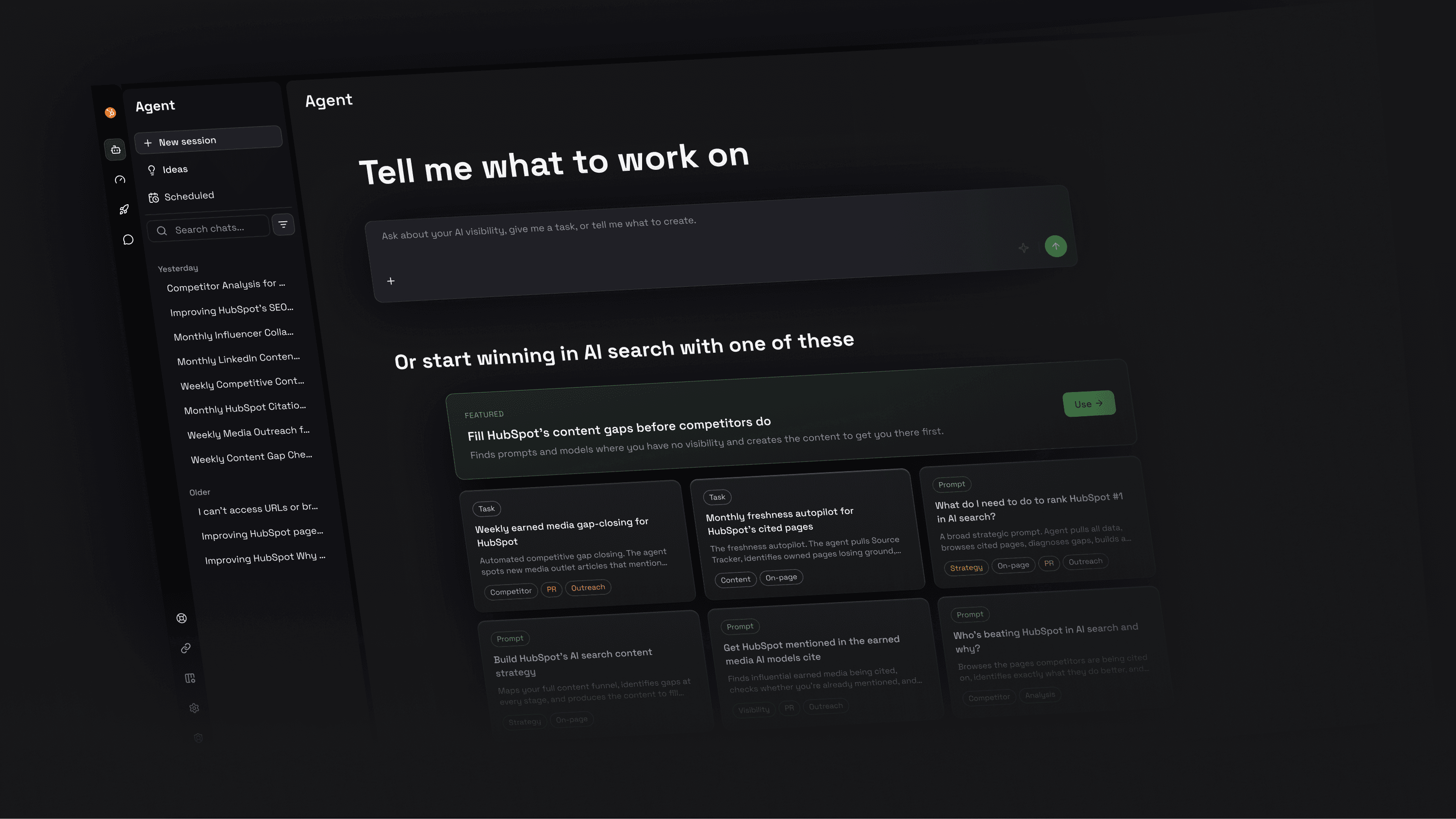Nimt.ai Agent interface with prompt area and task cards