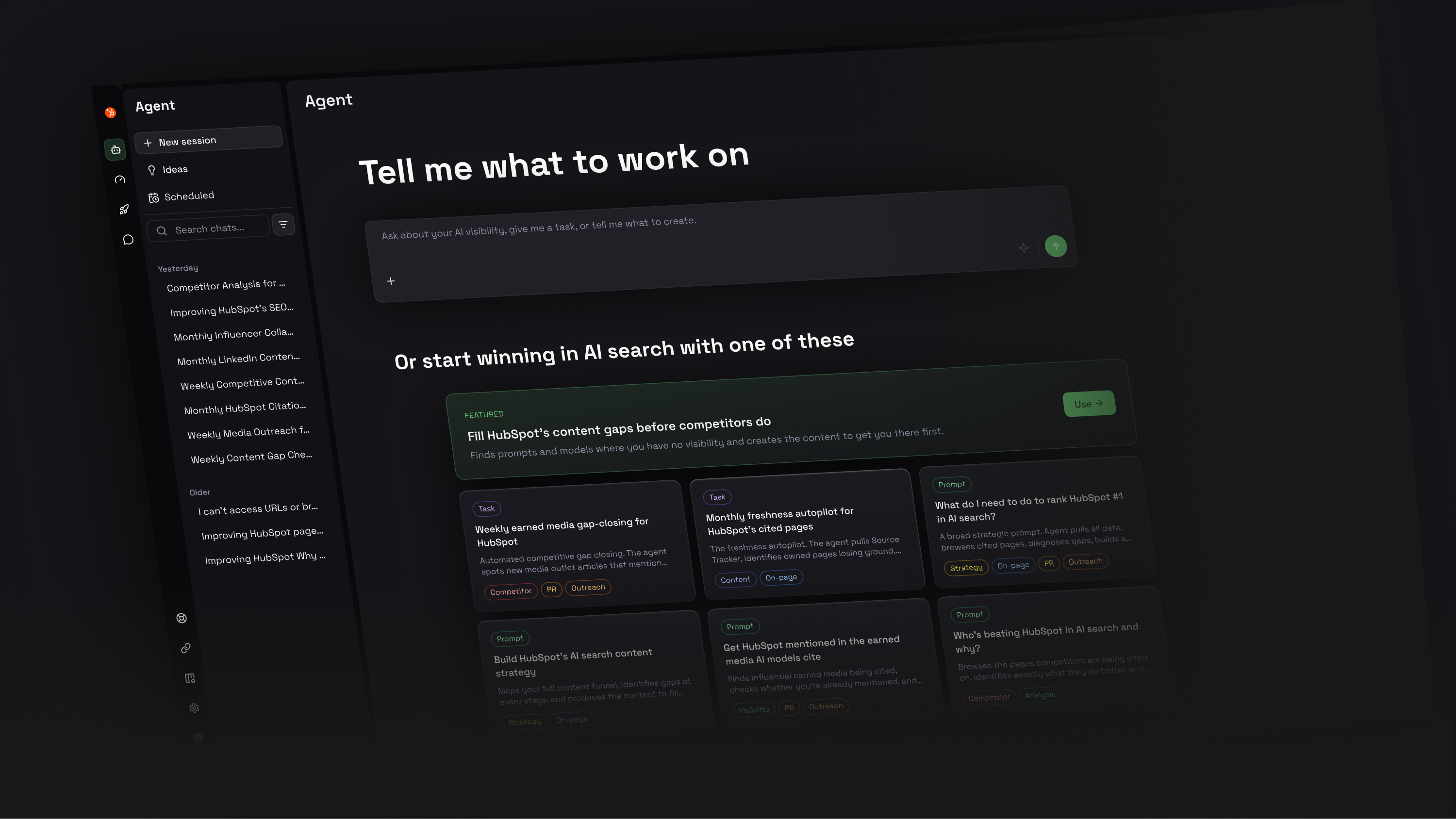 Nimt.ai Agent interface showing a prompt area and task cards